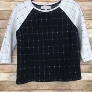 Black and White Checked Loft Sweater